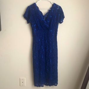 Marina Cobalt Blue Sequin Lace Dress